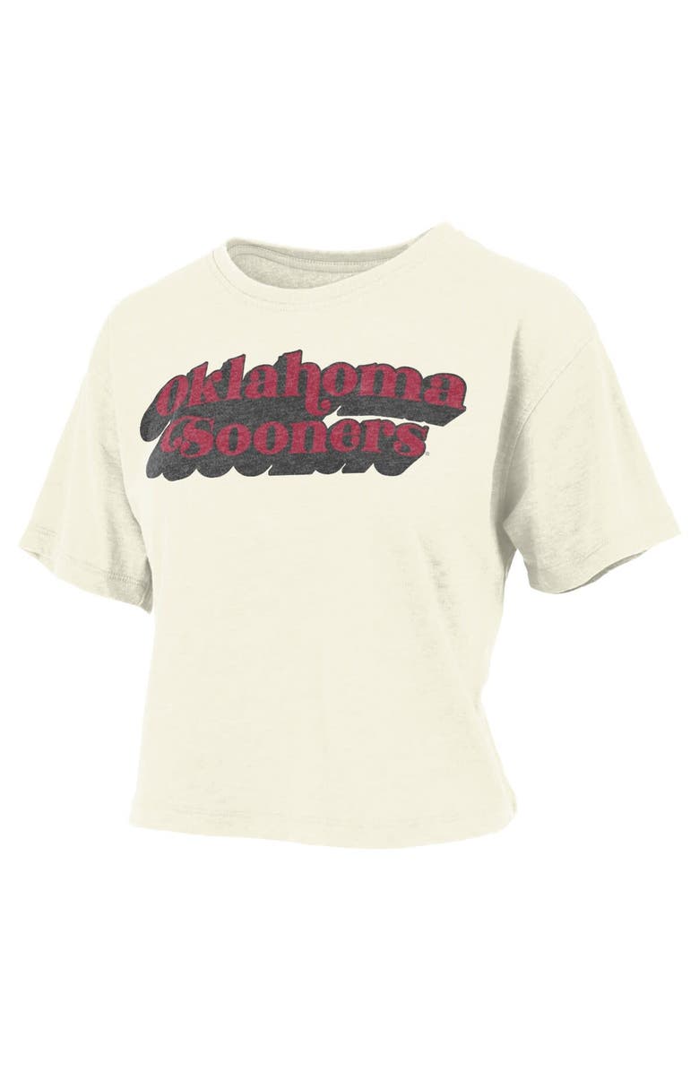 PRESSBOX Women's Pressbox White Oklahoma Sooners Vintage Easy Team Name Waist-Length T-Shirt, Alternate, color, White