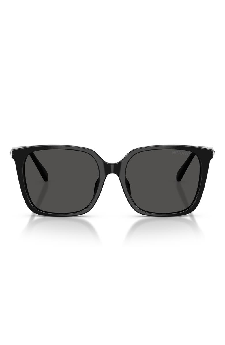 Swarovski 55mm Pillow Sunglasses, Main, color, Black / Dark Grey
