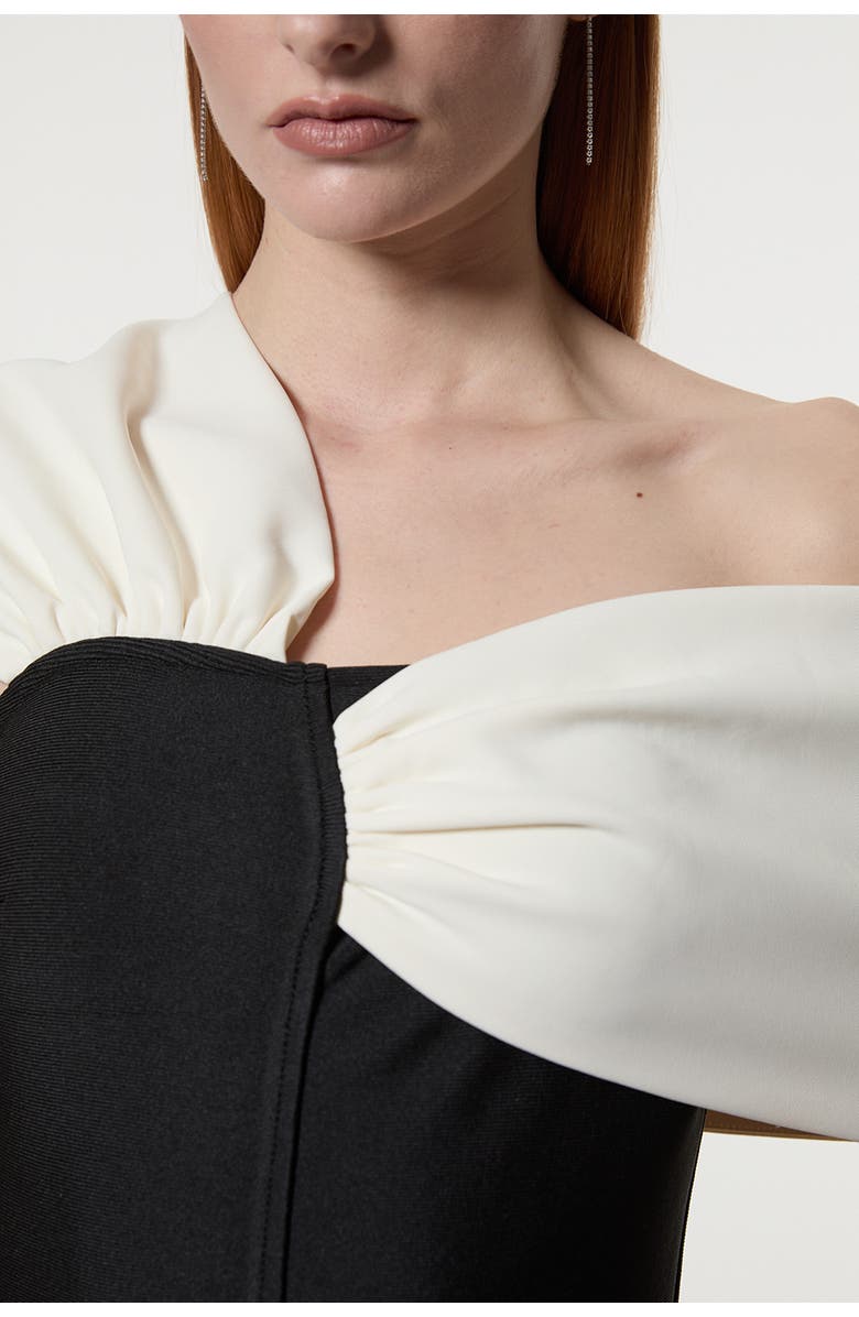 Karen Millen Asymmetric Strap Knit Midi Dress, Alternate, color, Black