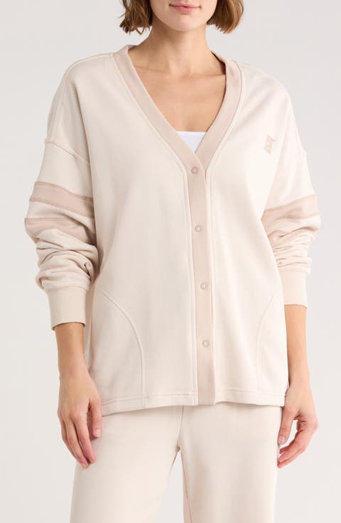 Oversized French Terry Varsity Cardigan