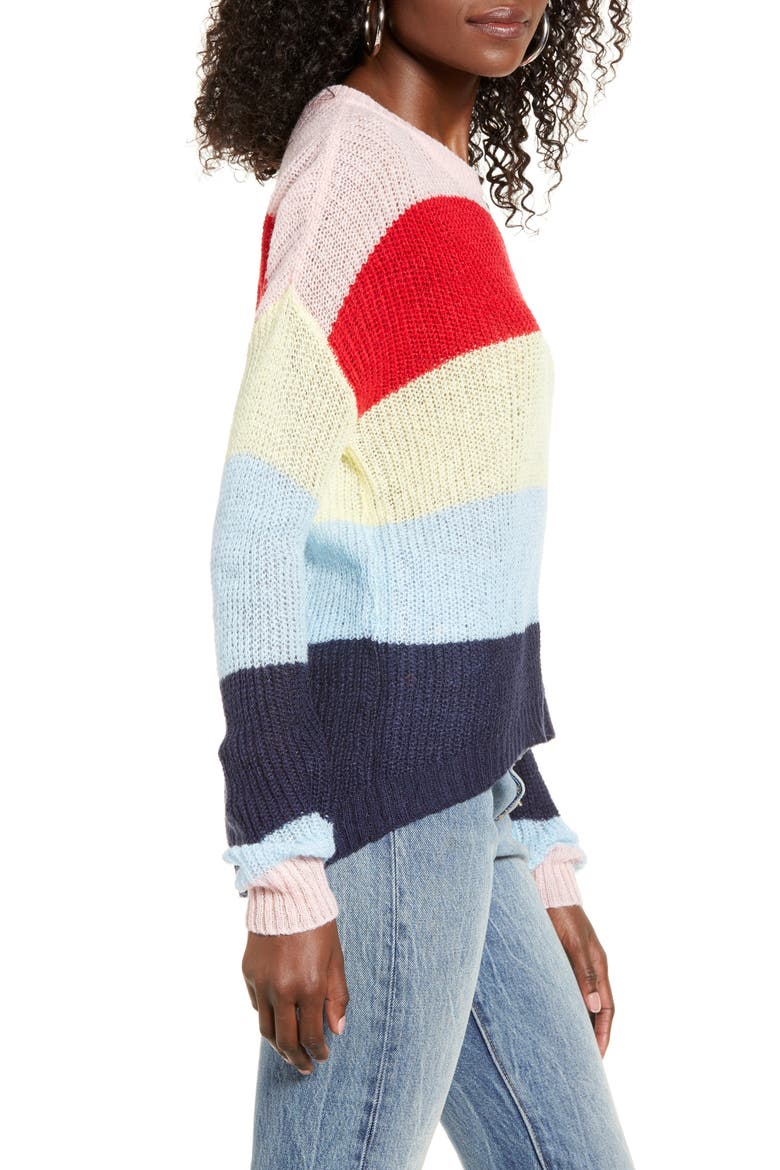 Rainbow Stripe Sweater, Alternate, color, RAINBOW PULLOVER SWEATER