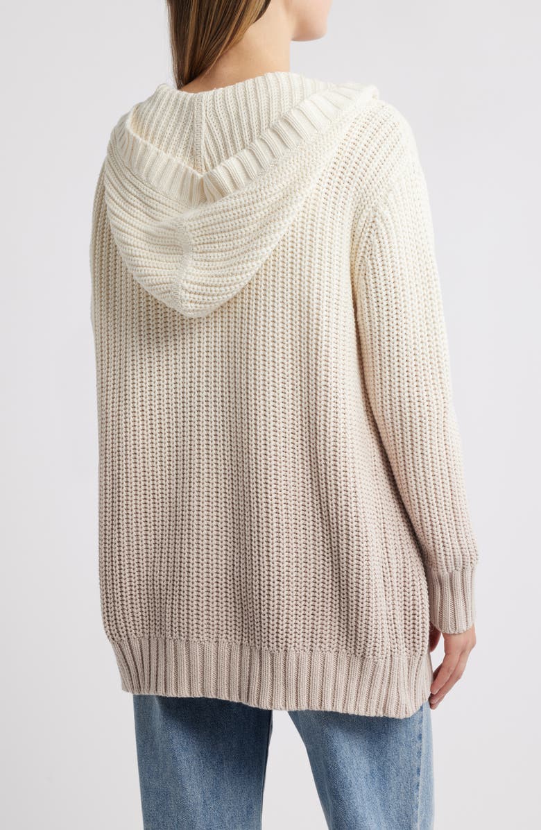 Splendid Raya Hooded Ombré Cotton Cardigan, Alternate, color, 