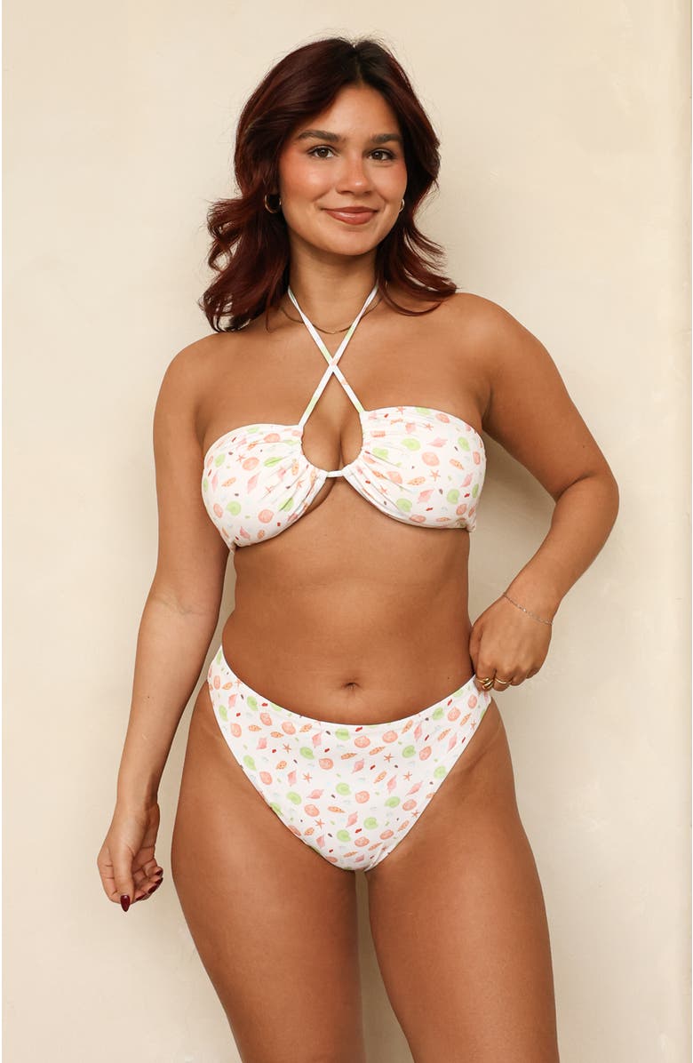 Dippin Daisys Amalfi String Tie Bandeau Bikini Top, Alternate, color, Underwater Garden