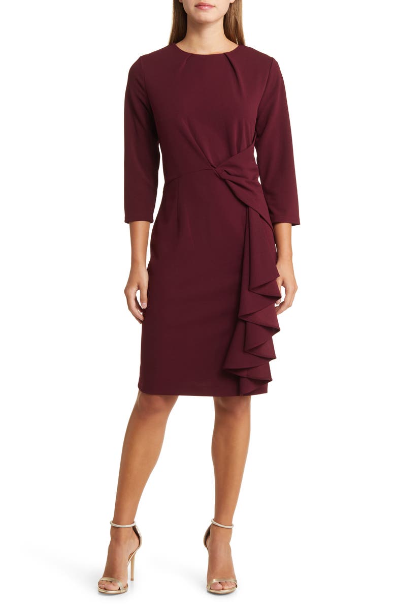 Tahari ASL Side Drape Crepe Dress, Main, color,