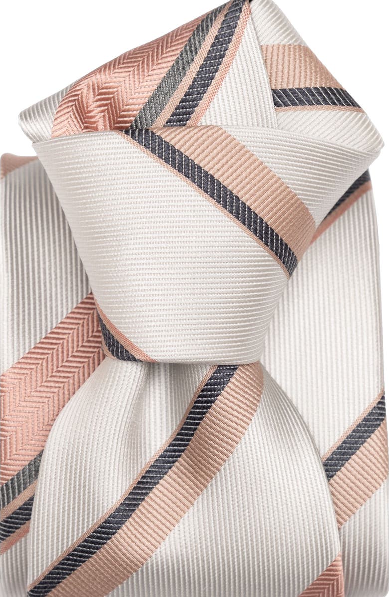 Elizabetta Taormina - Silk Jacquard Tie for Men, Alternate, color, Blush And Pale Grey
