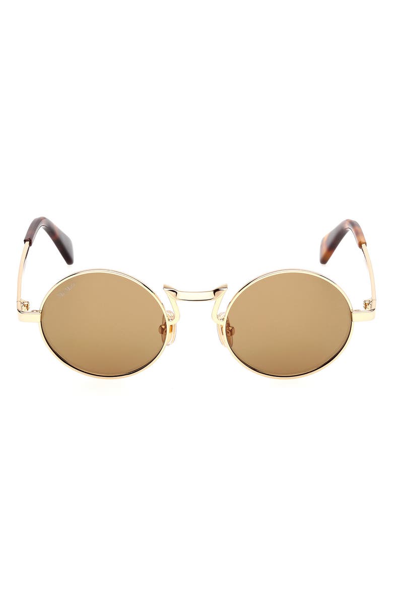 Max Mara 48mm Small Round Sunglasses, Main, color, Deep Gold / Roviex Mirror