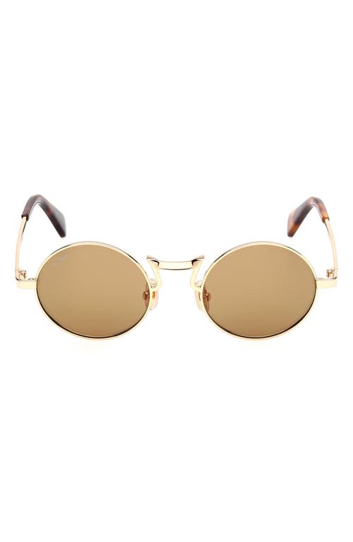 Max Mara 48mm Small Round Sunglasses In Gold