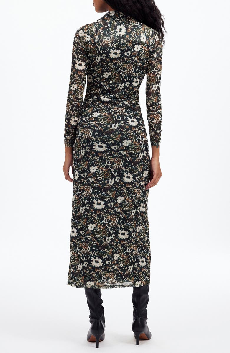 Madewell Floral Long Sleeve Polo Midi Dress, Alternate, color, Mossy Umber