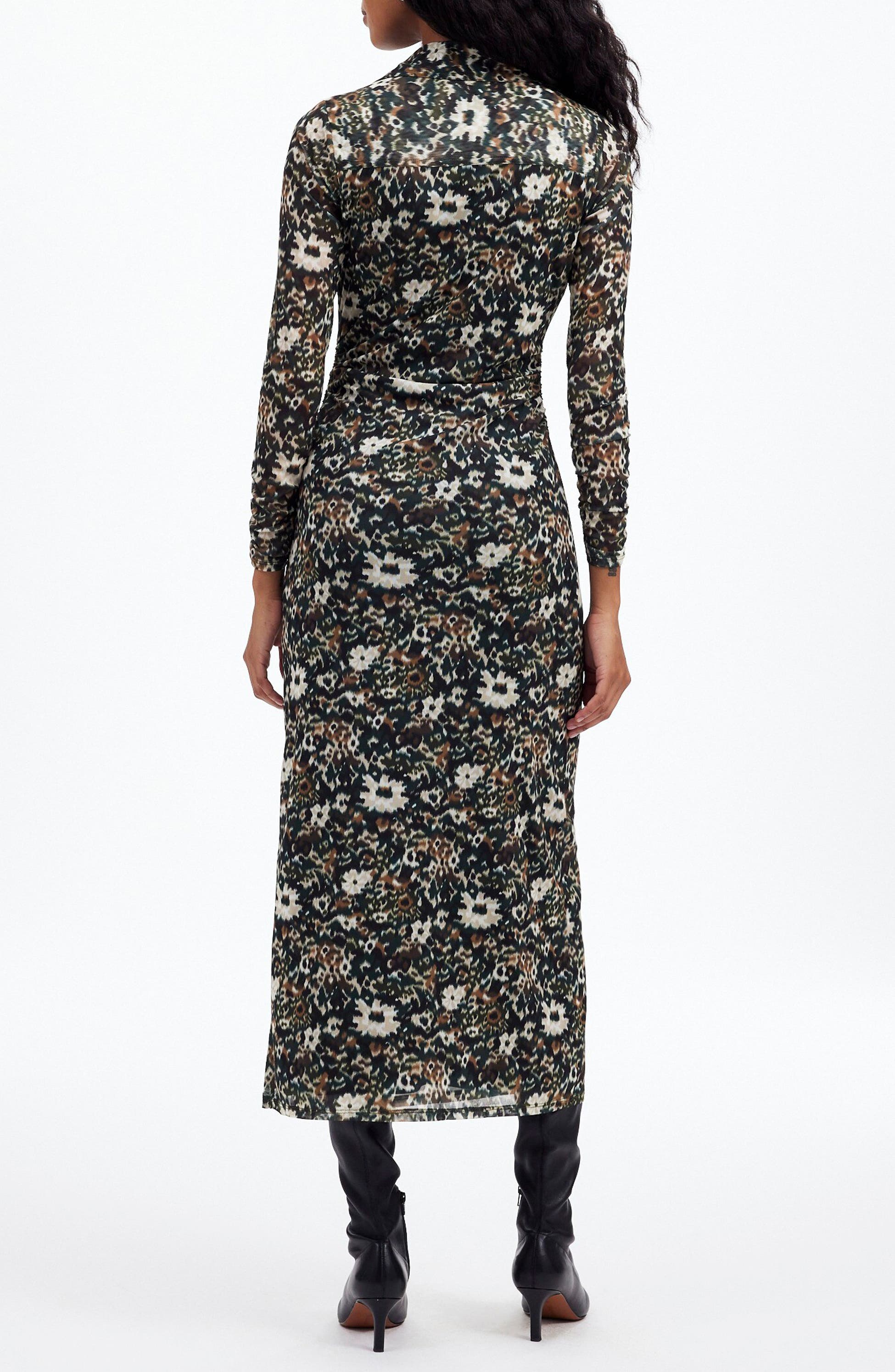Floral Long Sleeve Polo Midi Dress