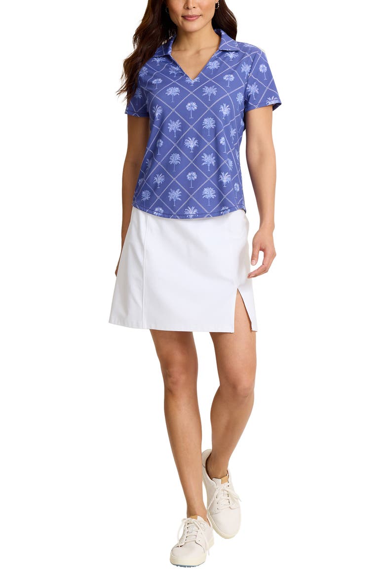 IslandZone® Abby Getaway Frond Johnny Collar Polo, Alternate, color, SANIBEL BLUE