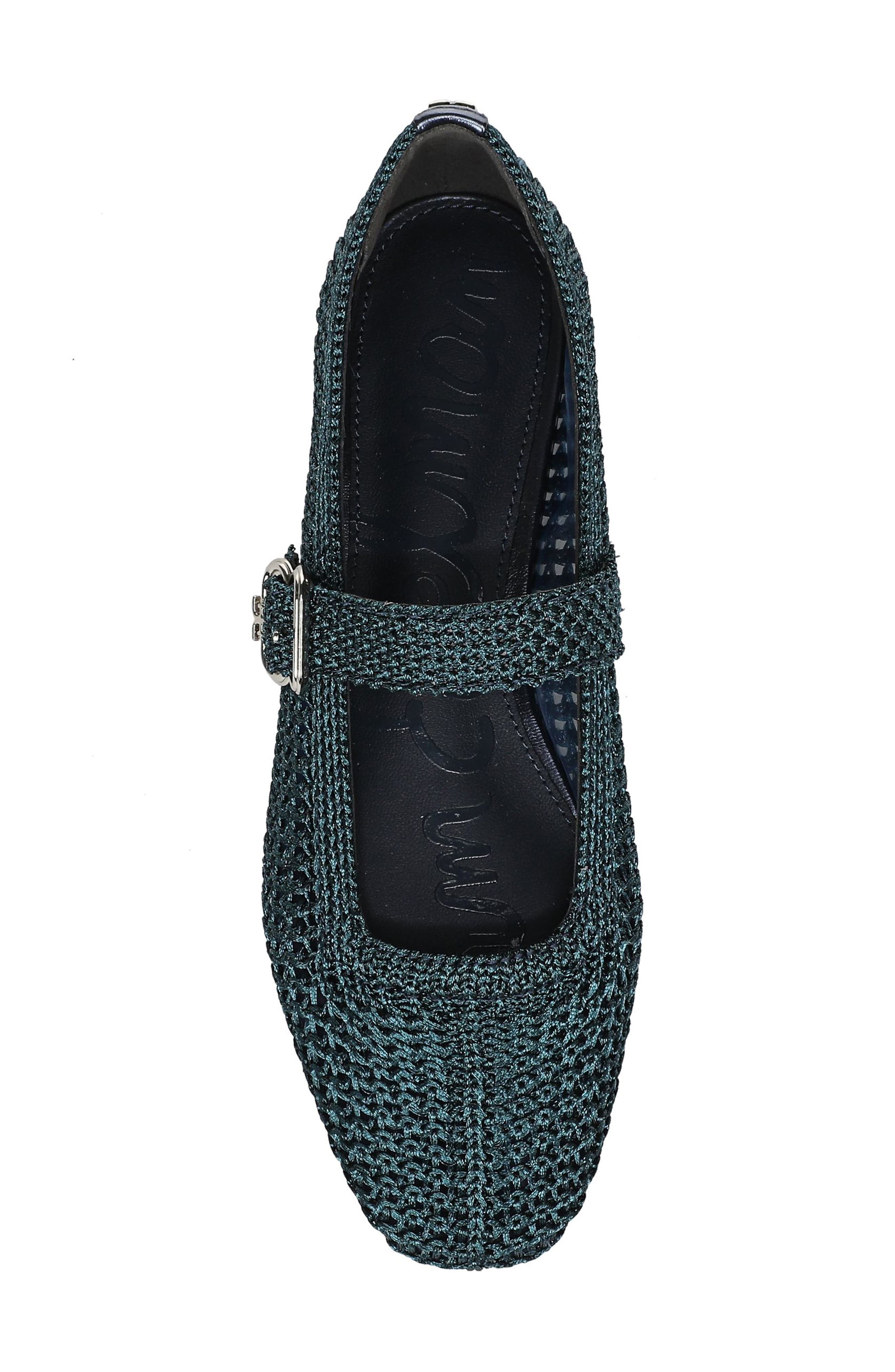Michaela Knit Mary Jane Flat, Alternate, color, METALLIC NAVY
