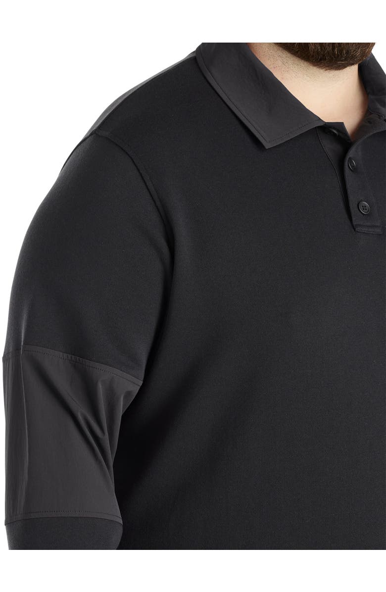 Society of One by DXL Big & Tall Mixed Media Rugby Sweatshirt, Alternate, color, Black