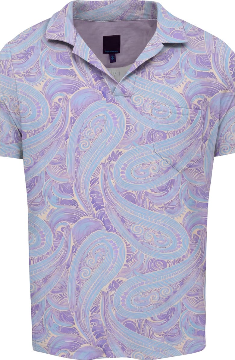 Lords of Harlech Marakesh Paisley Mens Wool Johnny Collar Polo, Alternate, color, Marakesh Paisley Helio