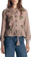Boden Embroidered Cable Knit Cardigan