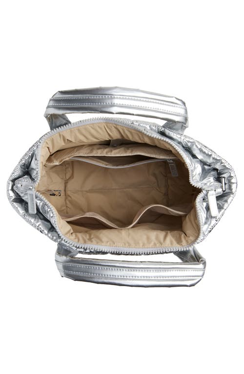 Veecollective Medium Porter Quilted Recycled Nylon Tote In Silver