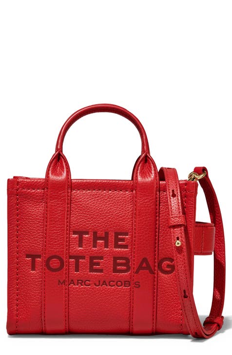 Red leather tote purse sale