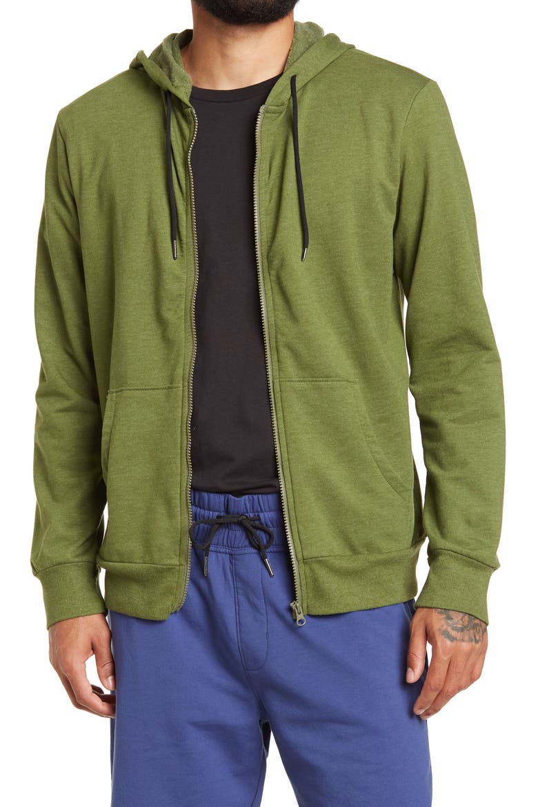 Rogue Full Zip Fleece Hoodie, Main, color, GREEN CHIVE