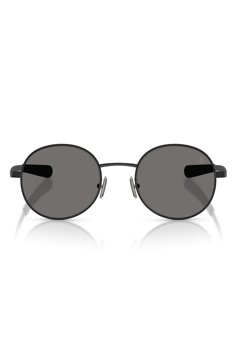 Moncler Centro 50mm Polarized Oval Sunglasses, Main, color, Matte Black / Dark Grey