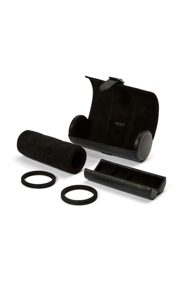 WOLF British Racing Triple Watch Roll, Alternate, color, Black