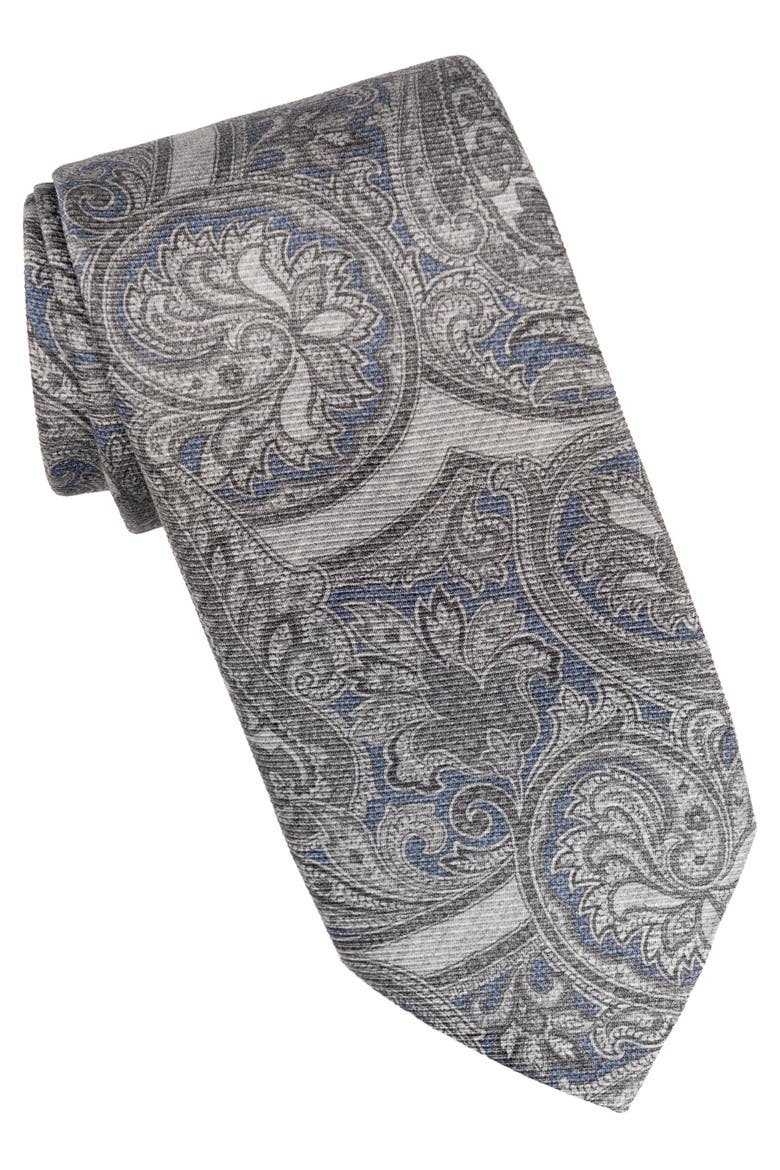 San Marco - Extra Long Printed Silk Tie for Men, Main, color, Misty Blue