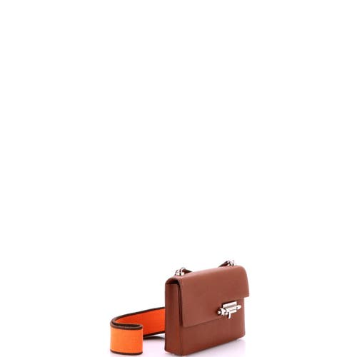 Pre-owned Hermes Hermes Verrou Bag Chevre Mysore And Canvas Mini In Brown