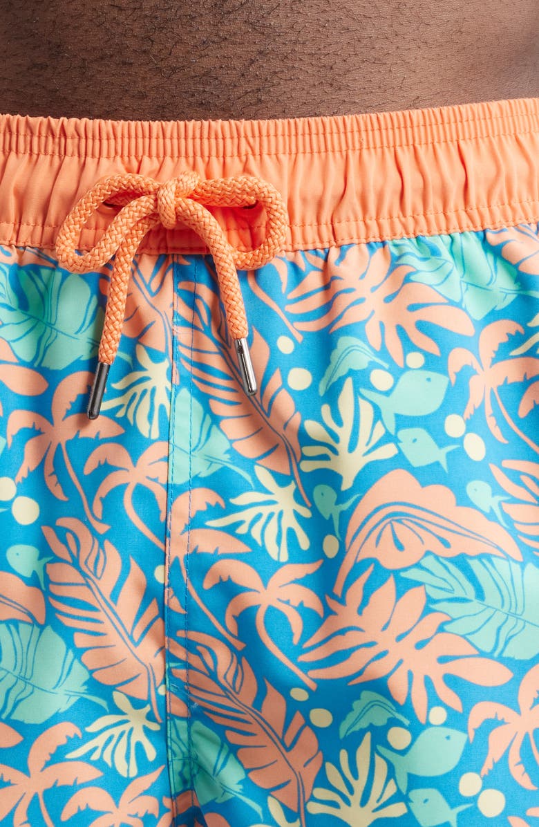 Tom & Teddy Tropical Print Swim Trunks, Alternate, color, Blue Orange