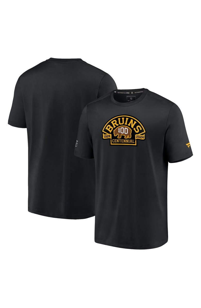 FANATICS Men's Fanatics Branded  Black Boston Bruins Authentic Pro Centennial Logo T-Shirt, Main, color, 