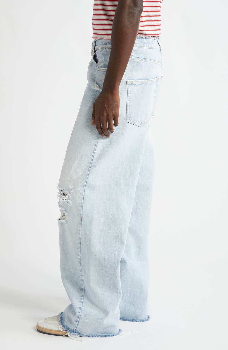 Golden Goose Journey Morgan Distressed Raw Hem Wide Leg Jeans, Alternate, color, Cloud Blue