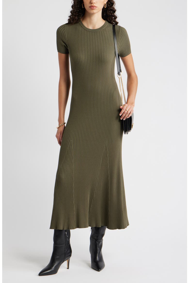 Rib Knit Dress, Alternate, color, OLIVE SARMA