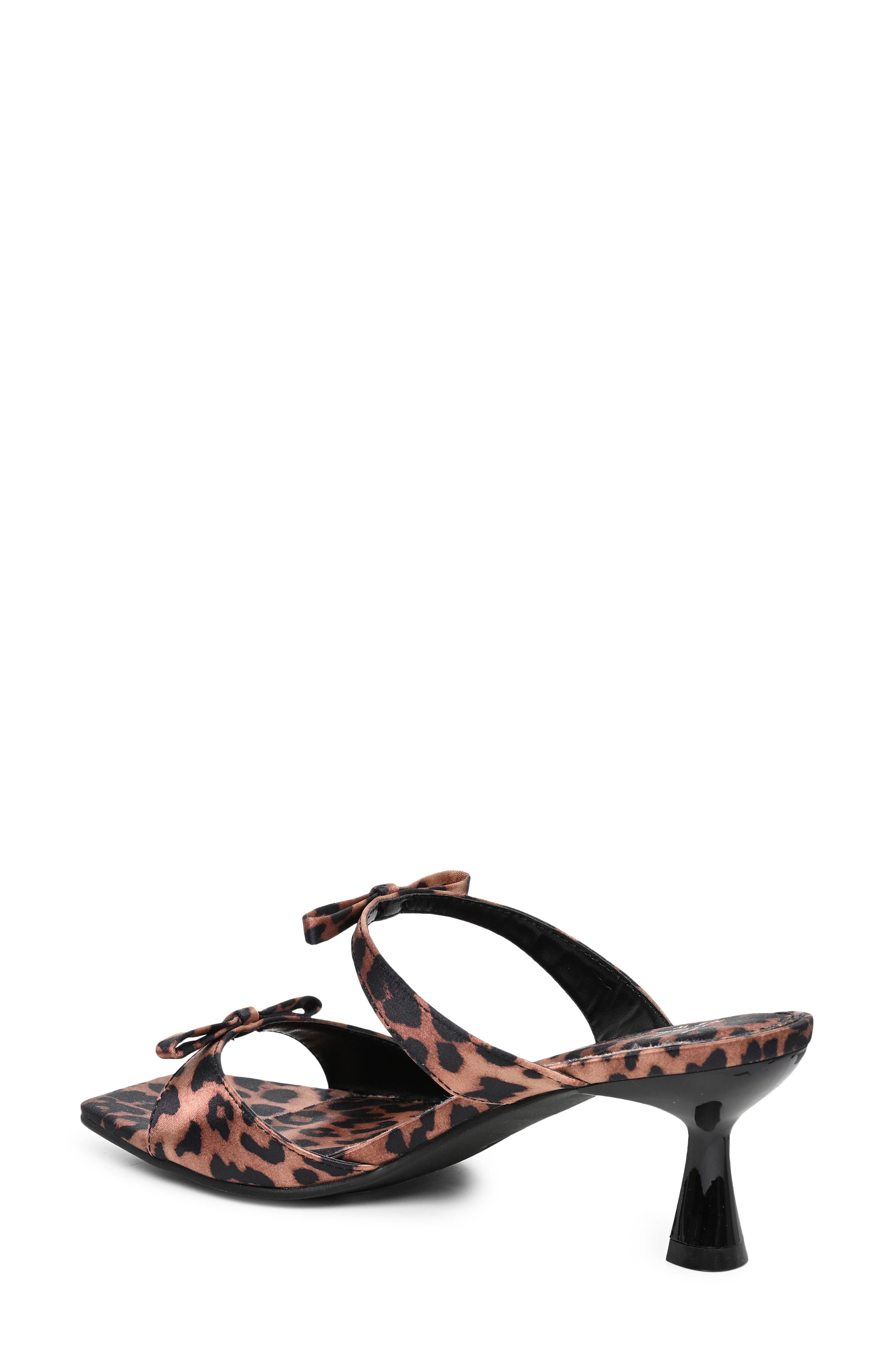 Double Bow Strap Heeled Sandal, Alternate, color, LEOPARD SATIN