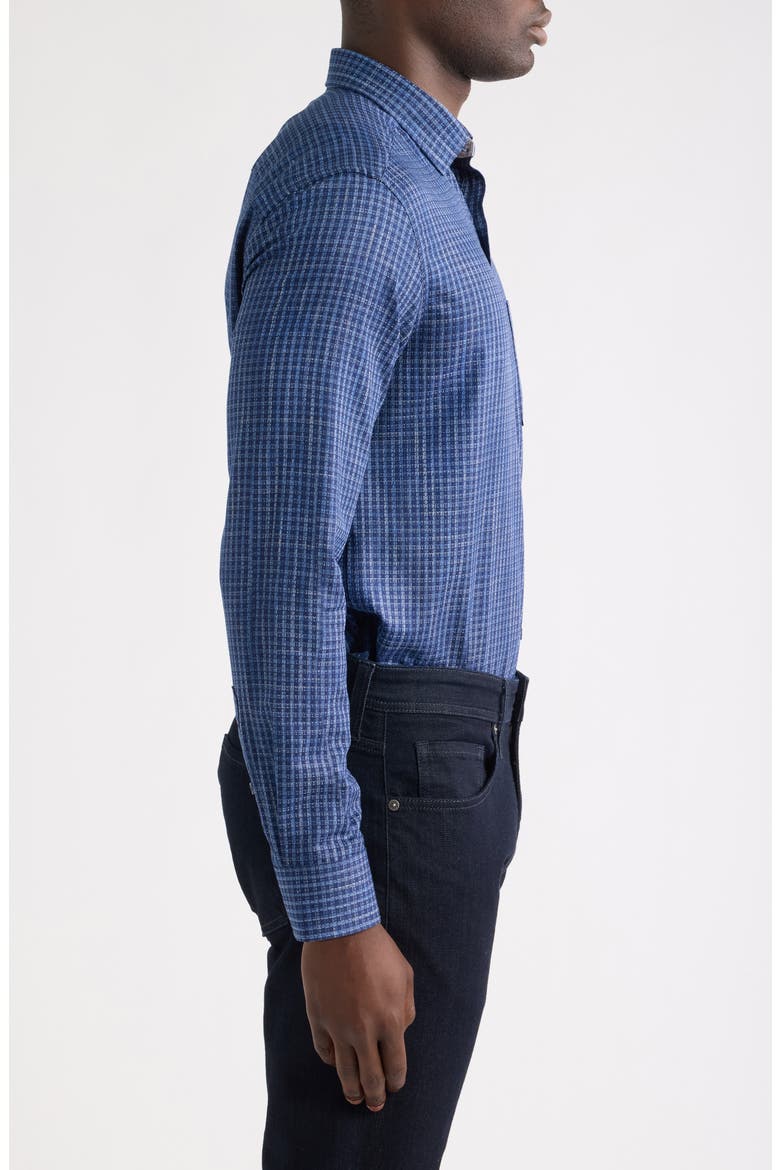 Collin Jacquard Cotton Button-Up Shirt, Alternate, color, NAVY