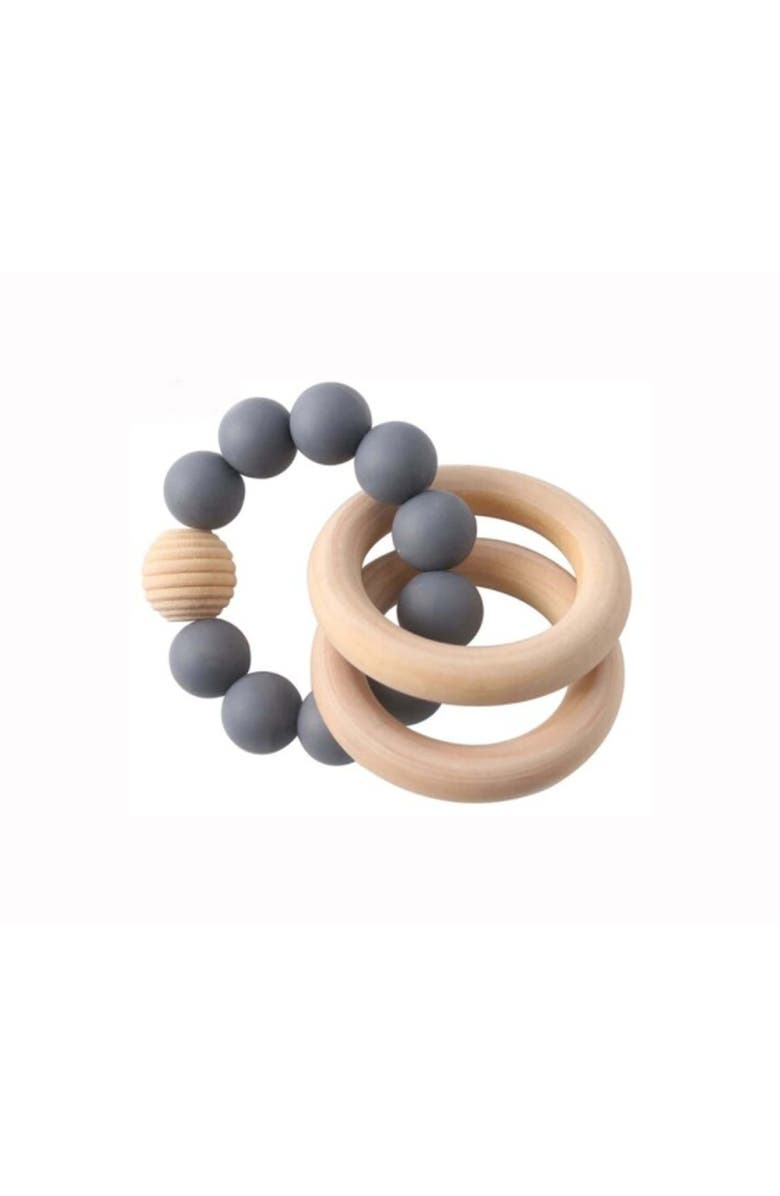 embé Silicone Beaded Teether Bangles for Babies, Main, color, Anchor Grey