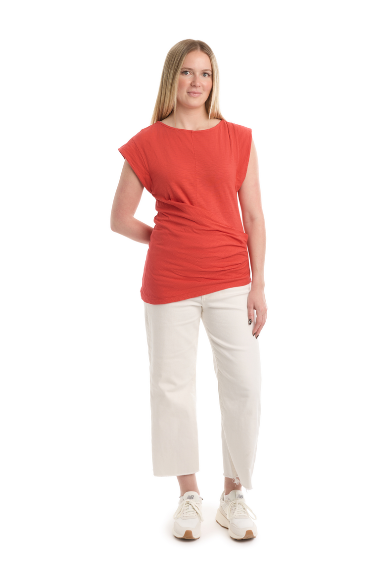 Boat Neck Rolled Cuff Tee, Alternate, color, Tomato Puree