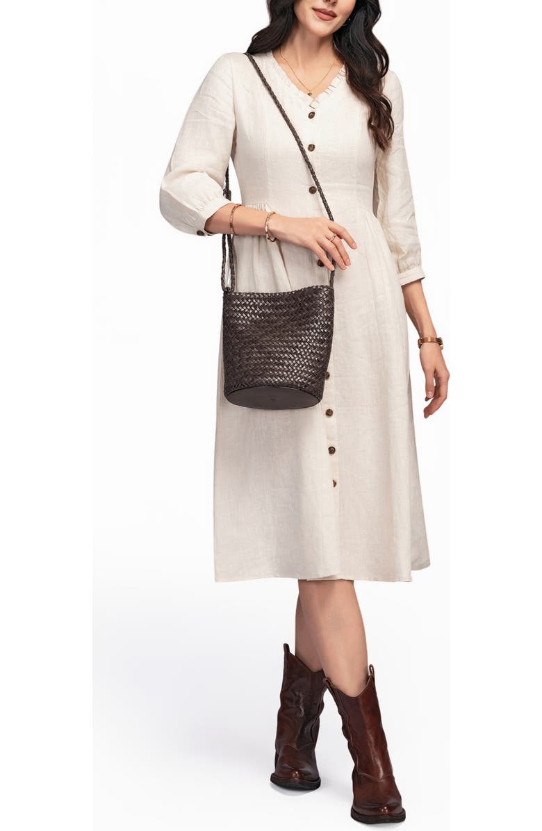 OLD TREND Reed Genuine Leather Woven Barrel Crossbody Bag, Alternate, color, Grey