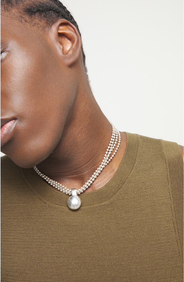 UNODE50 Necklace with silver threads and large dial, Alternate, color, Silver