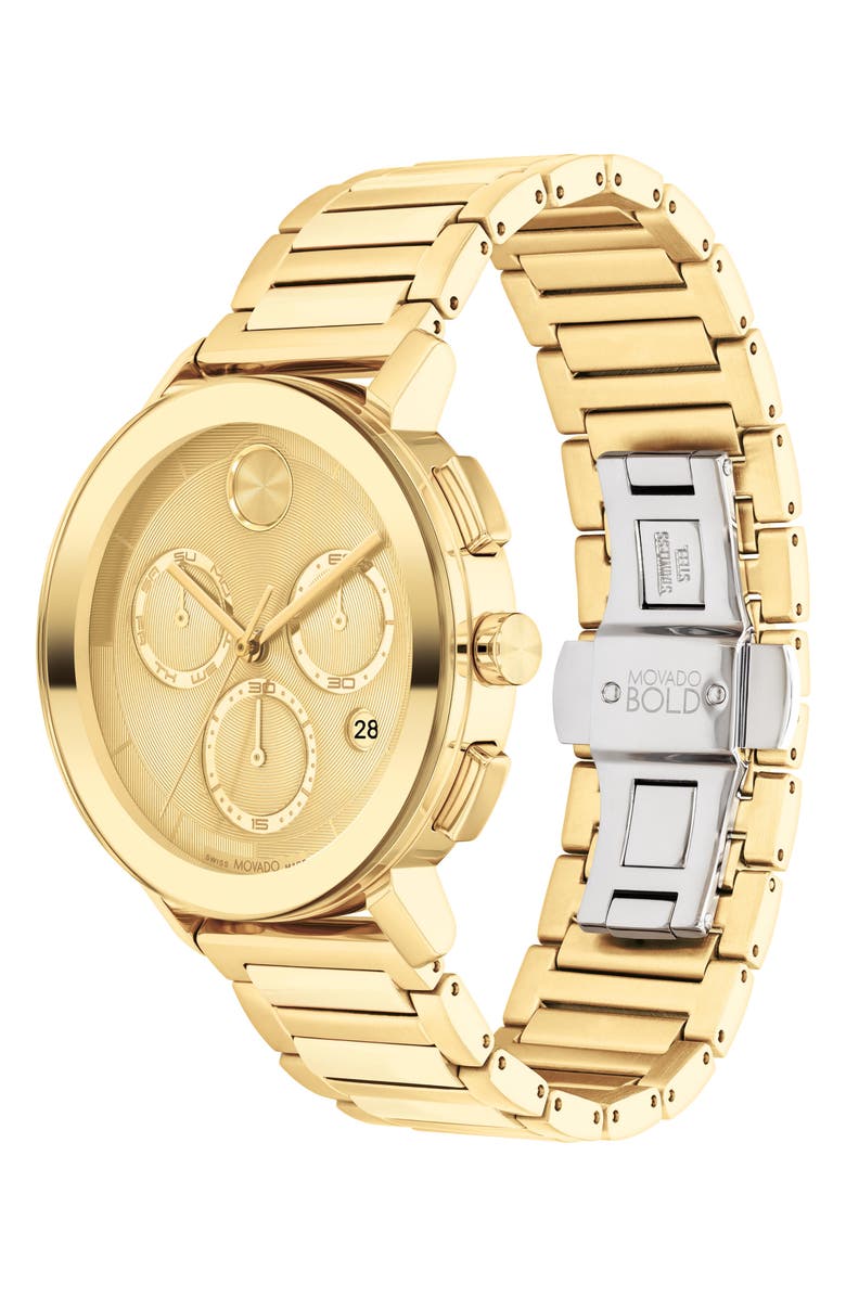 Movado Bold Evolution 2.0 Chronograph Bracelet Watch, 42mm, Alternate, color, Gold Dial