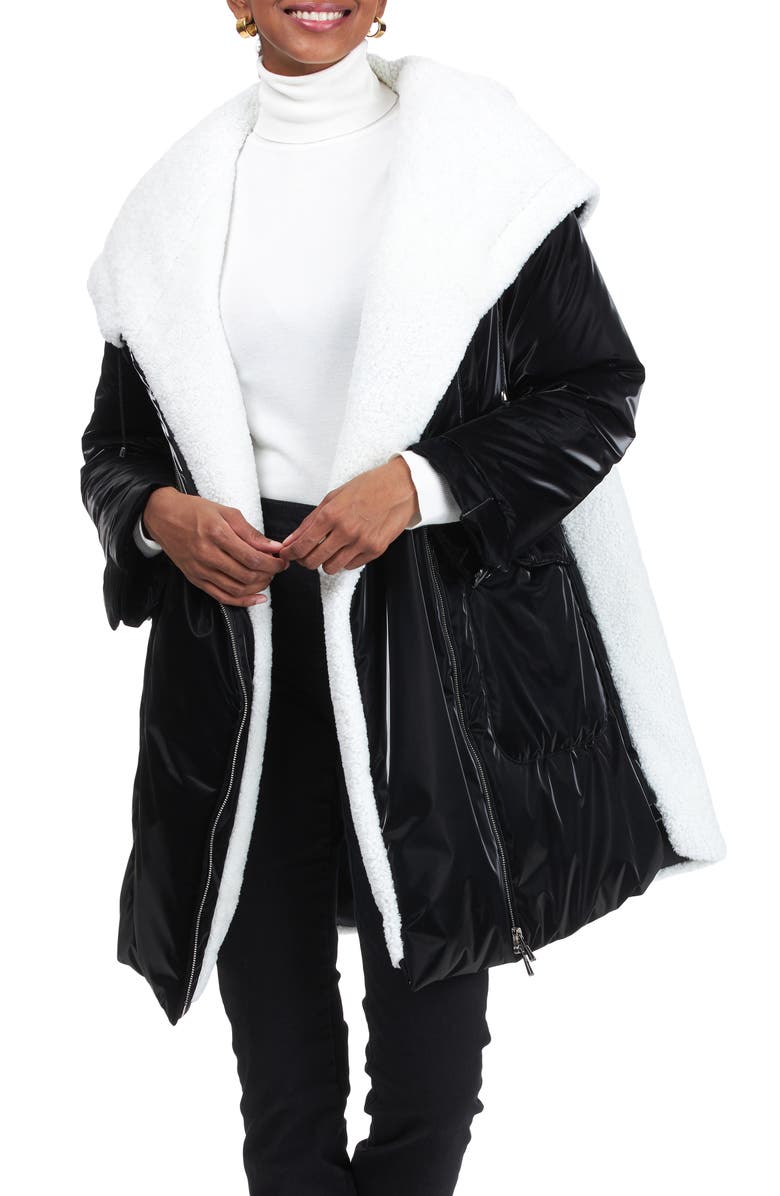 GORSKI Quilted Parka With Genuine Shearling, Alternate, color, Black/White