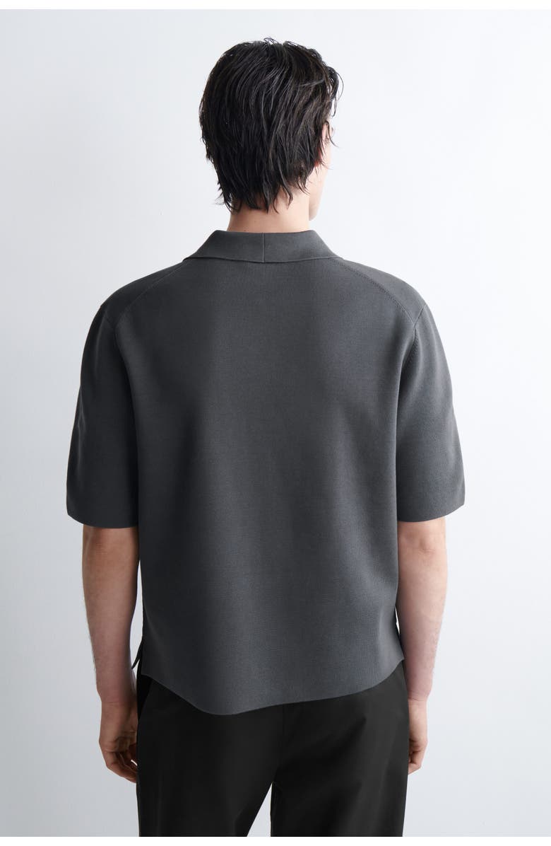 COS Milano-Knit Cotton Polo Shirt, Alternate, color, Dark Gray
