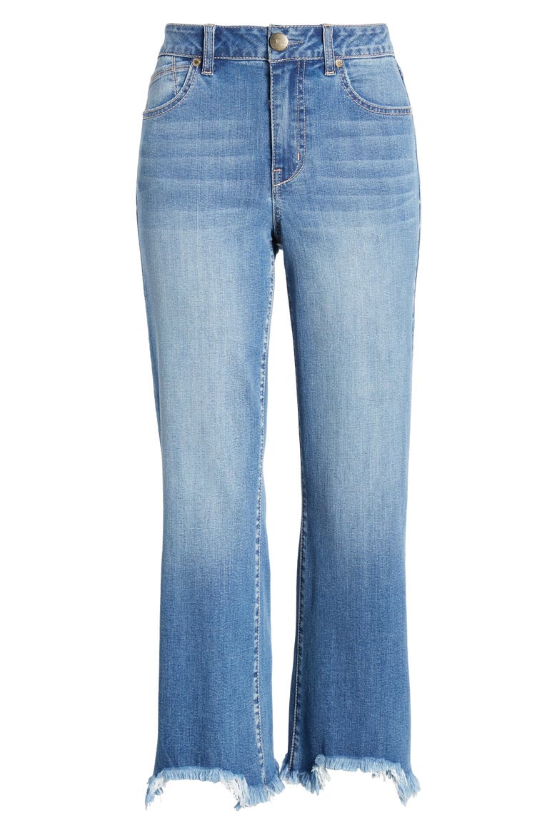 High Waist Raw Hem Jeans, Alternate, color, HUGH