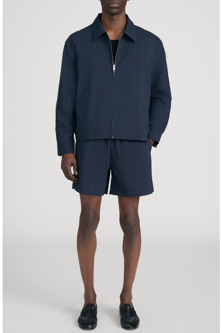 Seersucker Drawstring Shorts, Alternate, color, NAVY