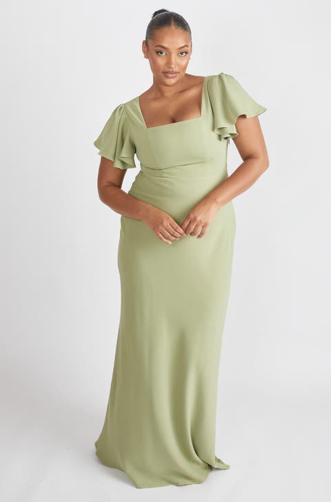 Square Neck Crepe Bridesmaid Dress