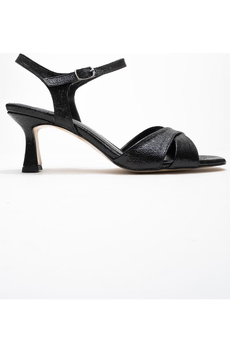 Prologue Shoes Melin Cross Strap Stiletto Sandal, Alternate, color, Black Patterned