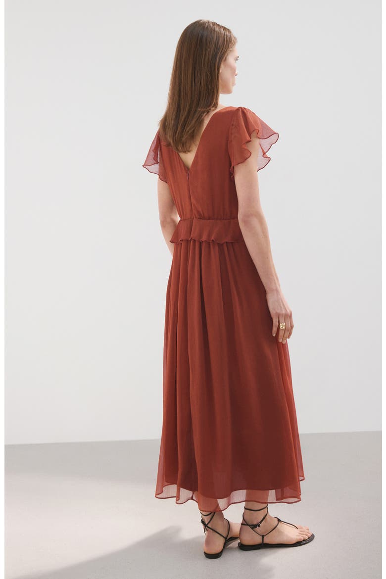 Ruffle Flutter Sleeve Maxi, Alternate, color, BURNT ORANGE
