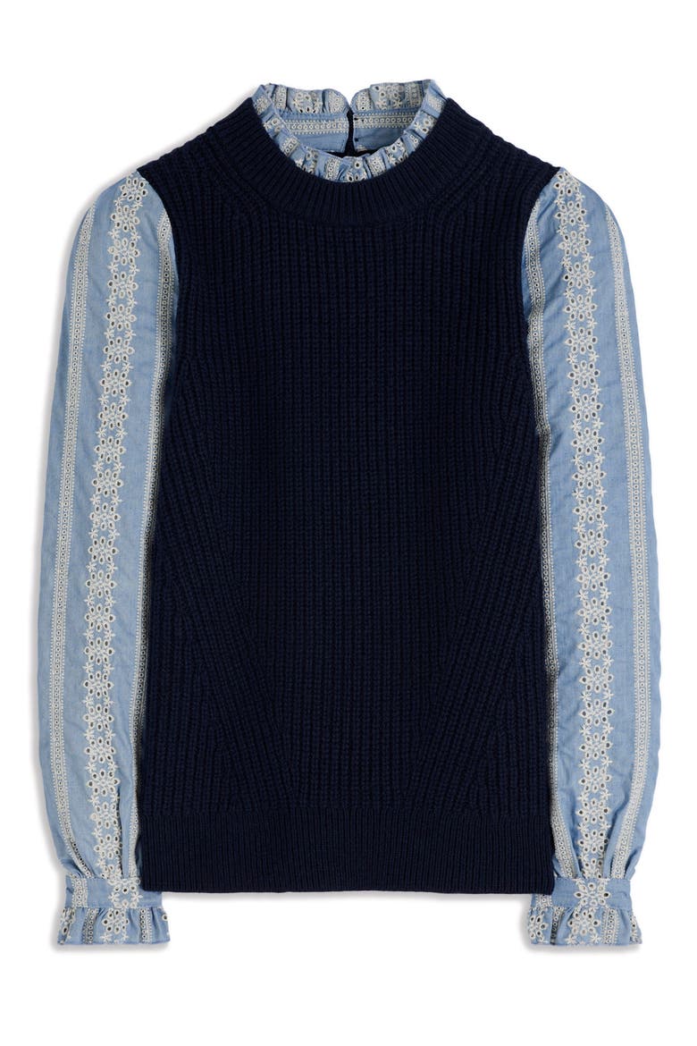 Mixed Media Sweater, Alternate, color, NAVY