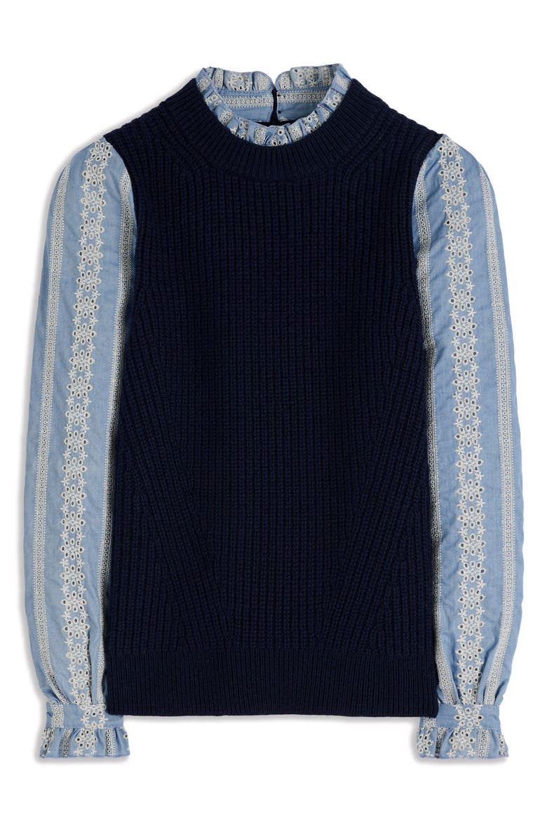 Boden Mixed Media Sweater, Alternate, color, Navy