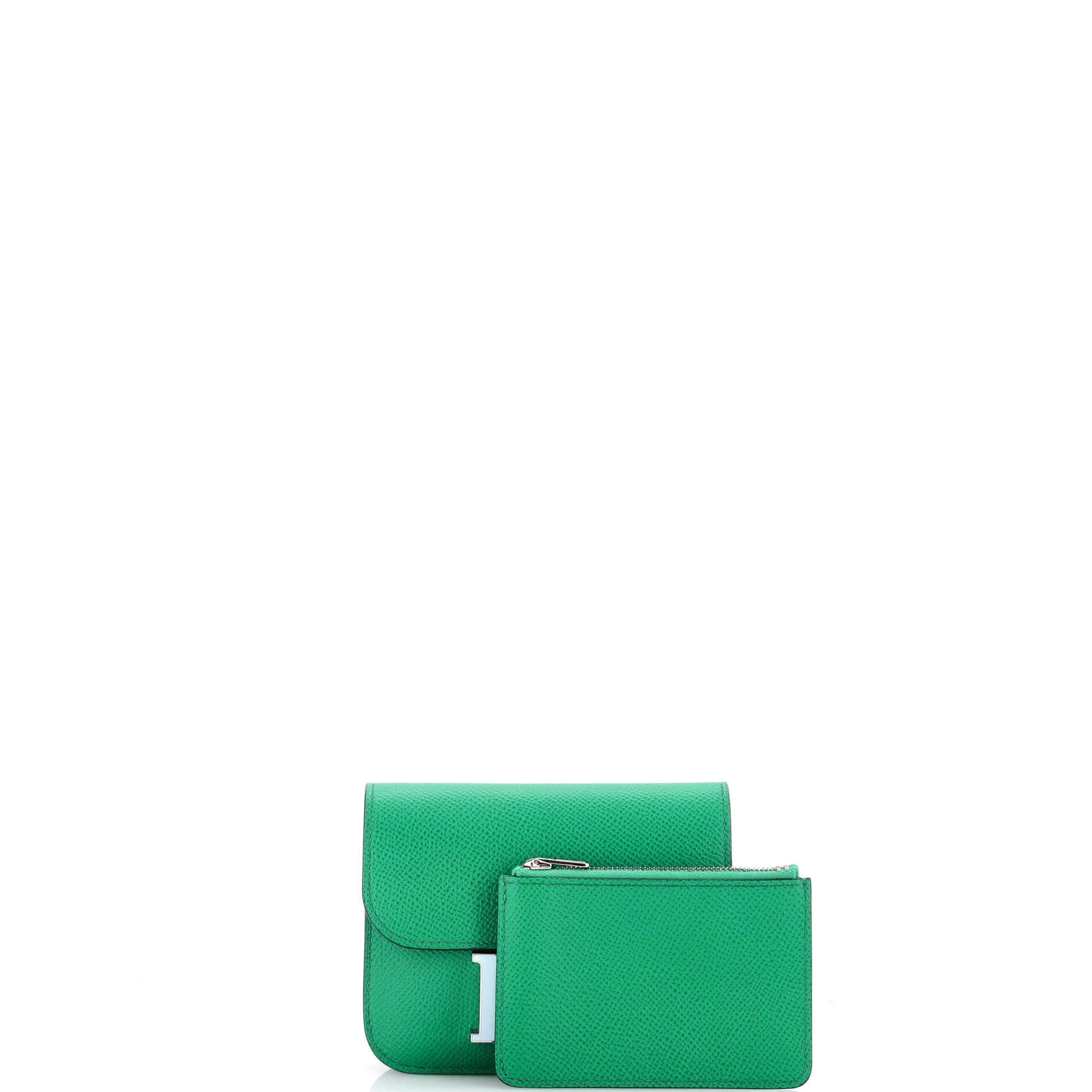 Pre-Owned Hermes Constance Slim Wallet Epsom, Alternate, color, Vert Jade