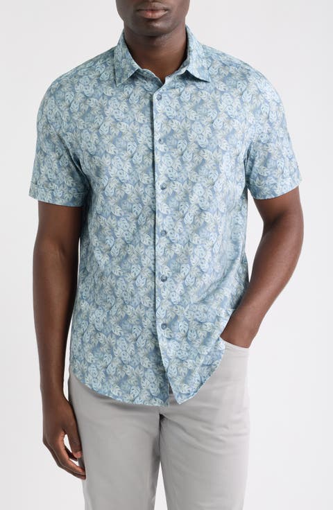 Miles OoohCotton® Print Short Sleeve Button-Up Shirt