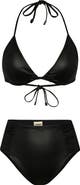 L'AGENCE Annabelle Luxe Underwire Faux Leather Bikini Top
