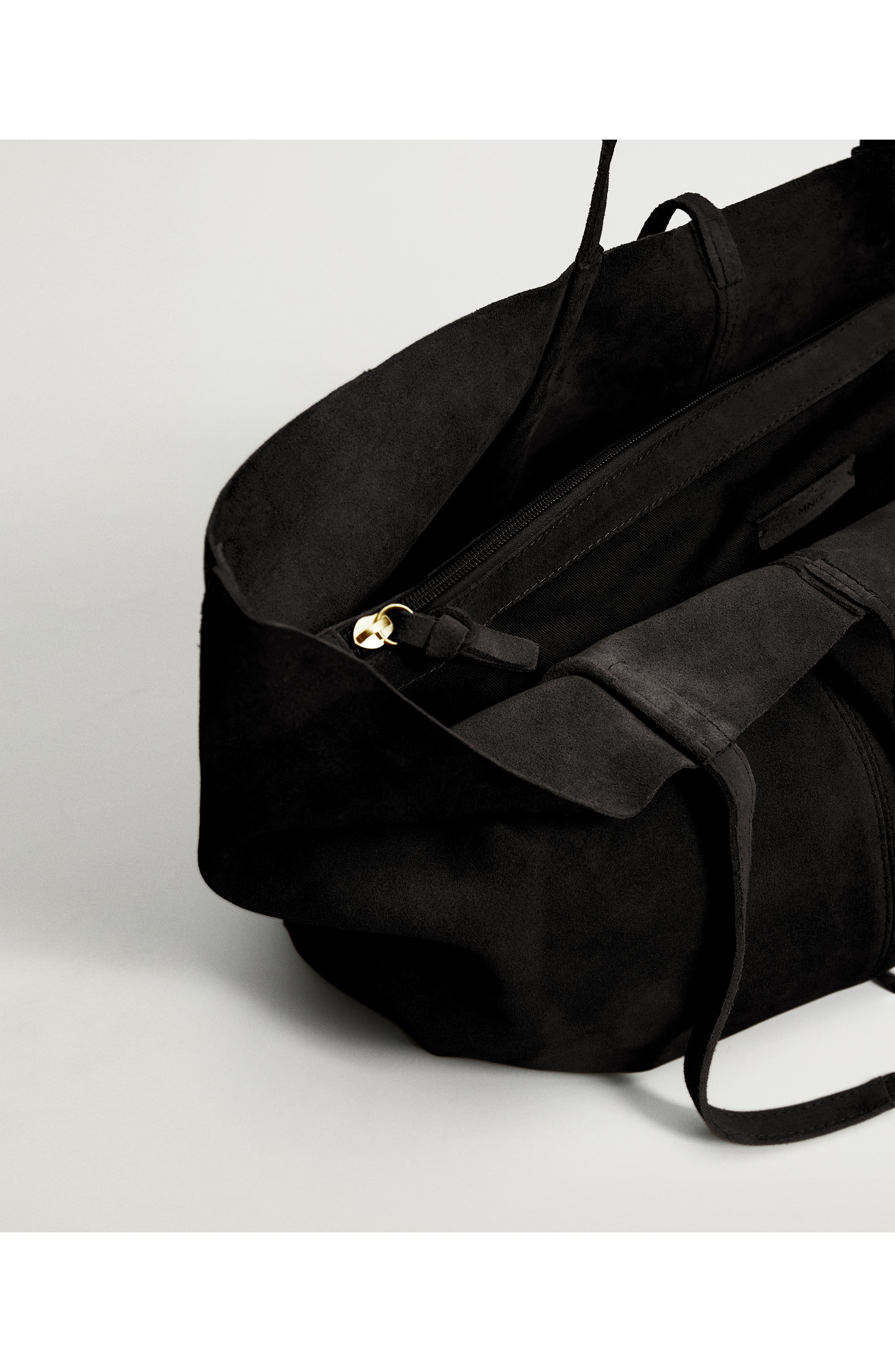 MANGO Leather Shopper, Alternate, color, 