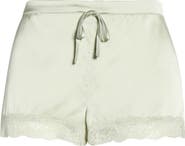 Etam Milky Lace Trim Washable Silk Satin Pajama Shorts